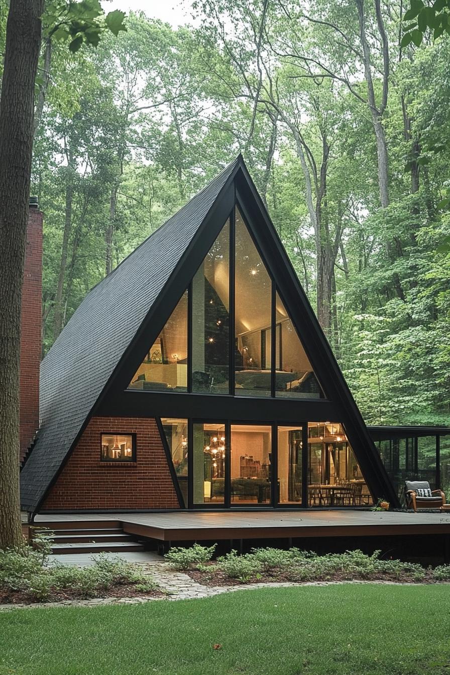 A-Frame house nestled in the forest