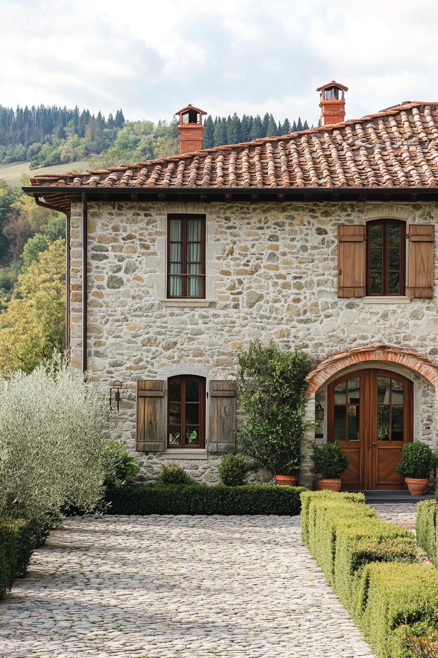 Charming stone façade with wooden shutters