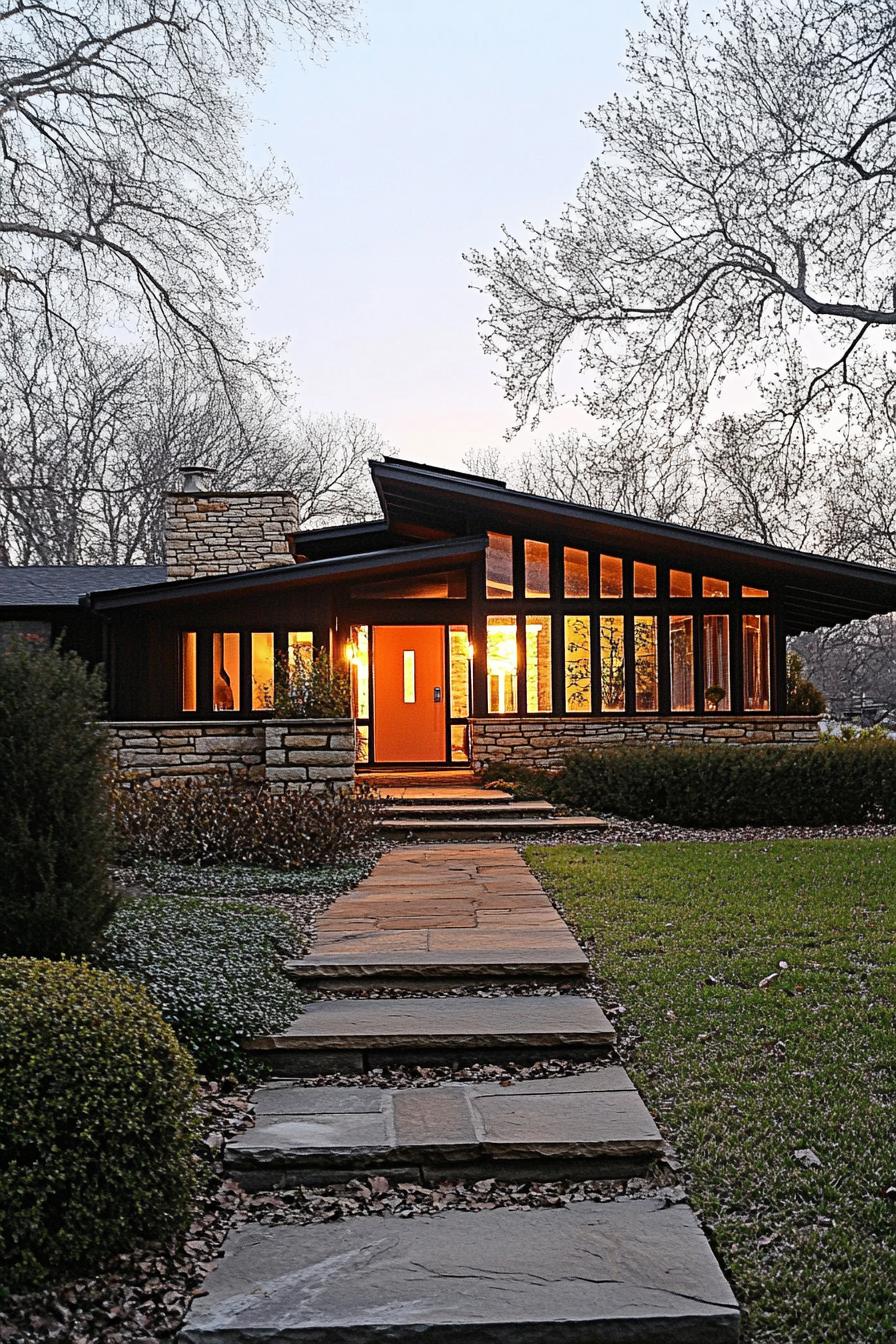 Warm glow from a craftsman home at dusk