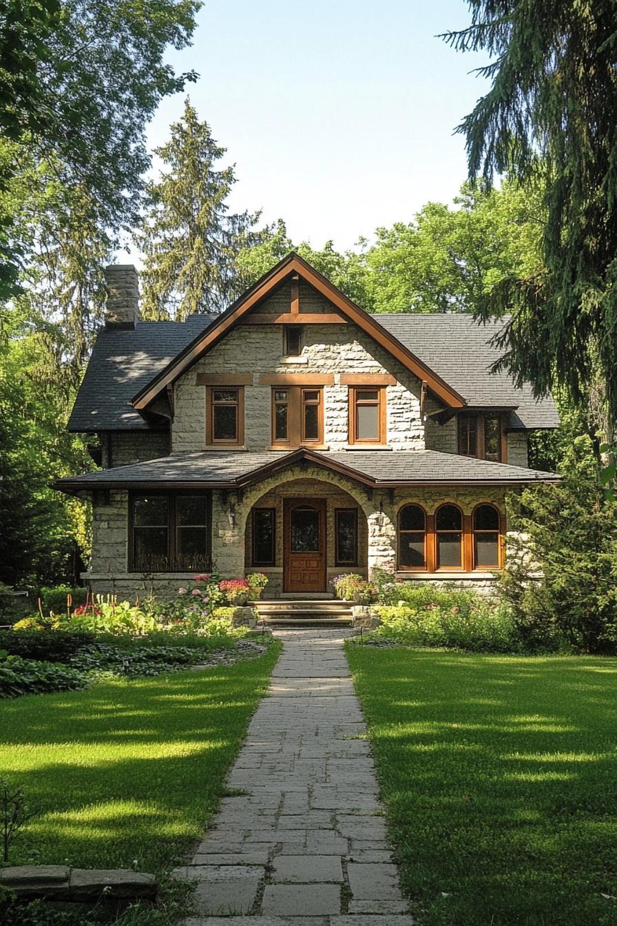 Charming craftsman farmhouse with lush surroundings