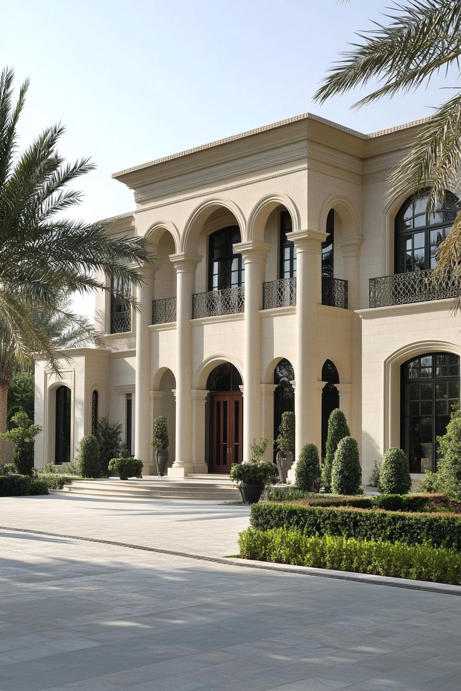 Chic house with arches and palm trees