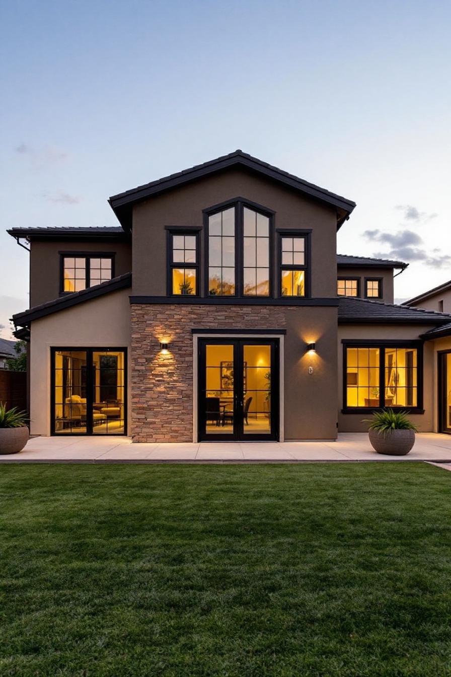 Modern Arizona home exterior at dusk