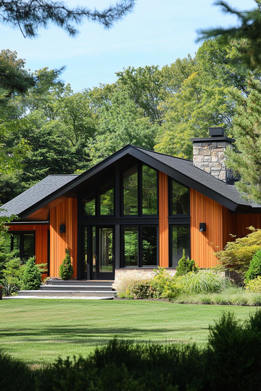 Charming ranch-style house with glass and stone accents