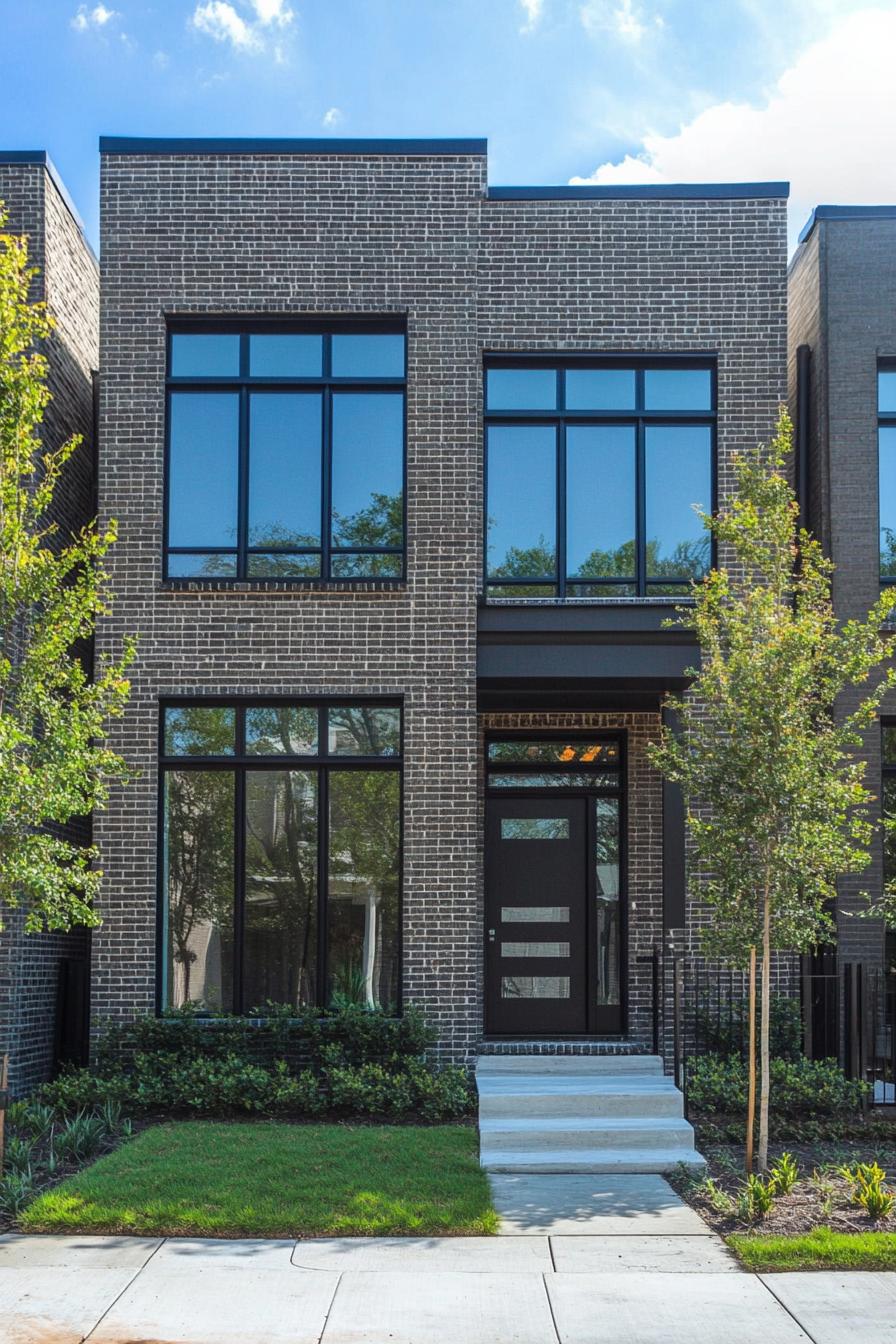 Modern townhouse with sleek brick facade