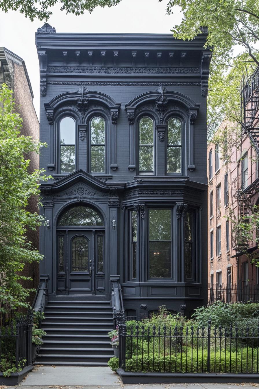 Classic Victorian architecture elegantly painted in black