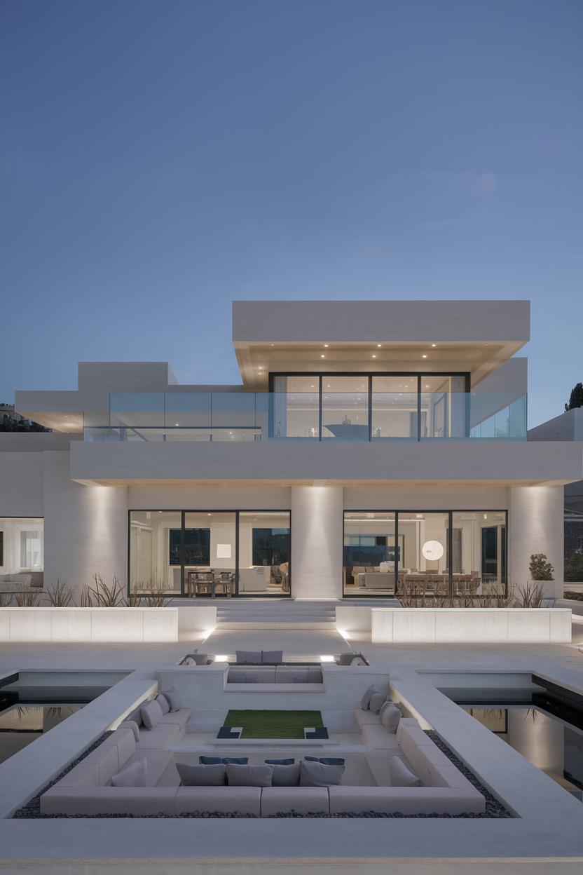 Sleek modern mansion with terrace and pool