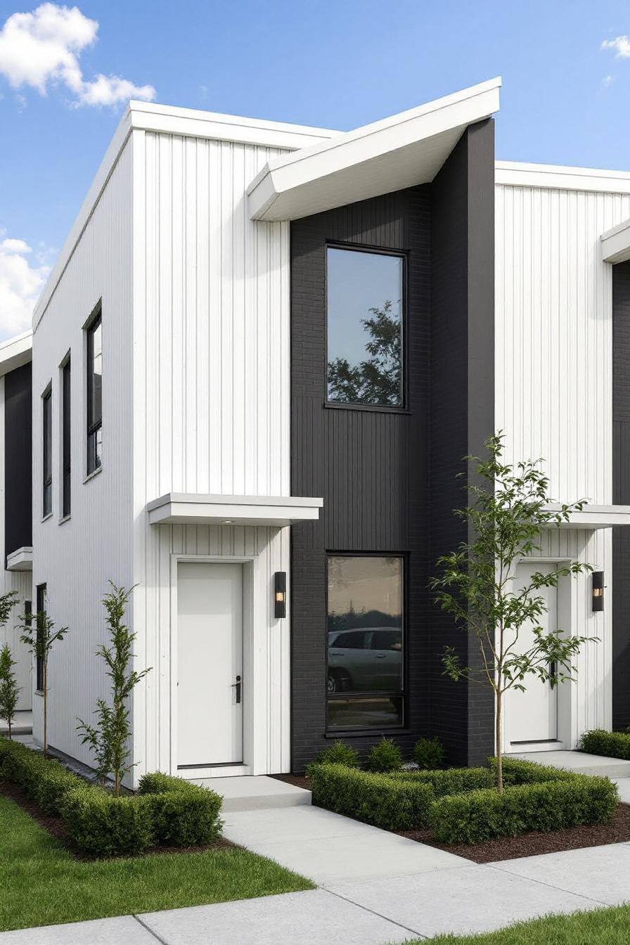 Modern townhome with contrasting materials and clean lines