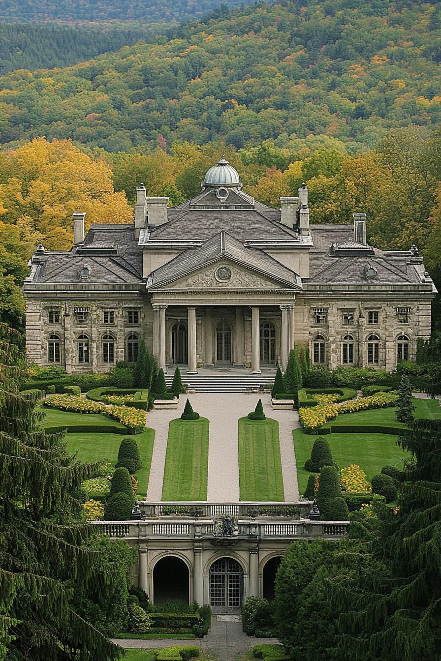 Classic mansion with manicured gardens