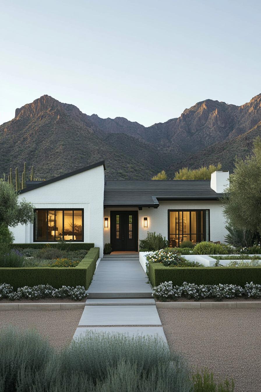 Modern Arizona home with mountain backdrop