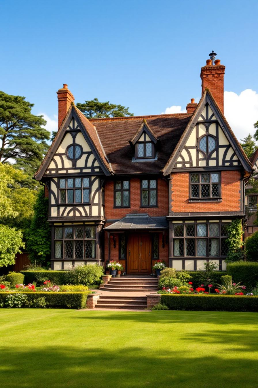 Charming Tudor-style house with manicured garden