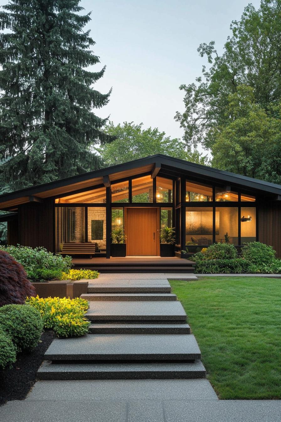 Modern ranch house with expansive glass windows