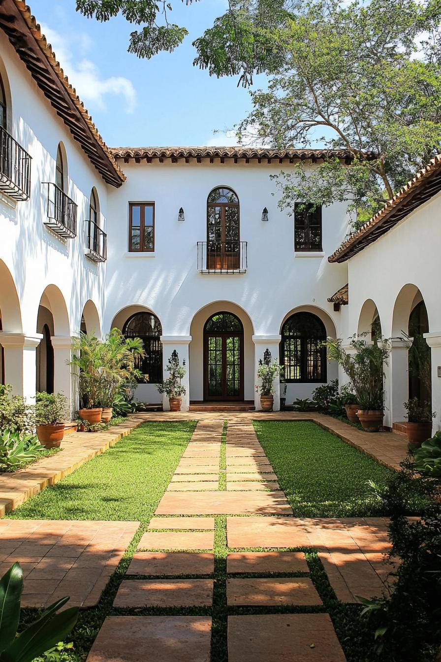 Elegant Spanish villa with arched entryways