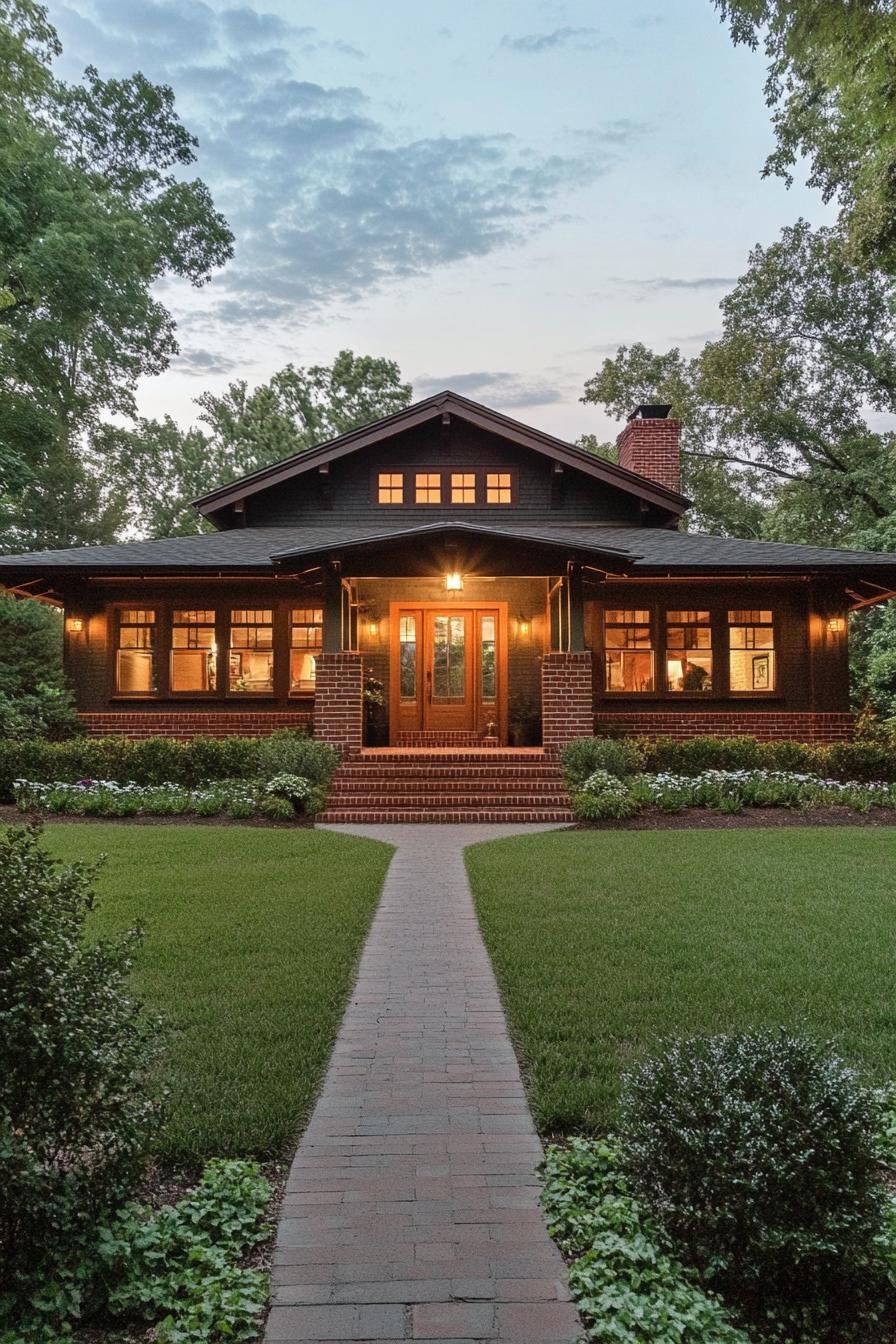 Charming craftsman farmhouse with warm glow