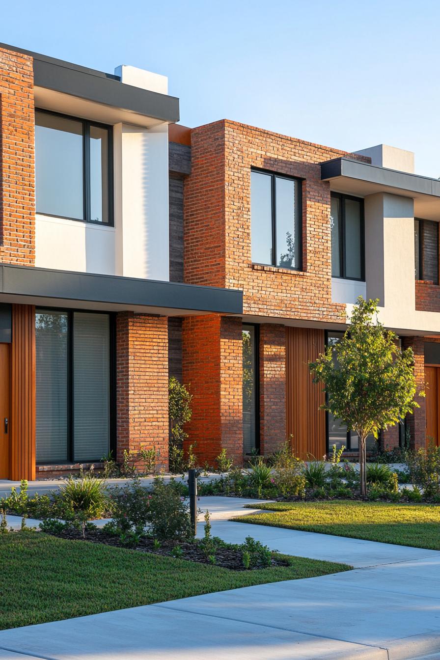 Modern townhouse with brick detailing