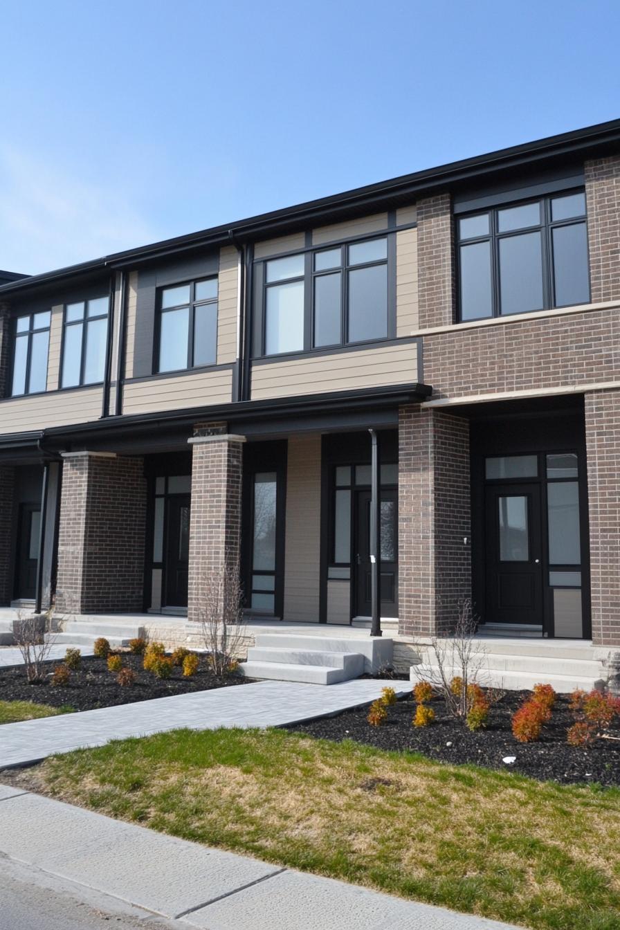 Modern townhouse with brick and panel exterior