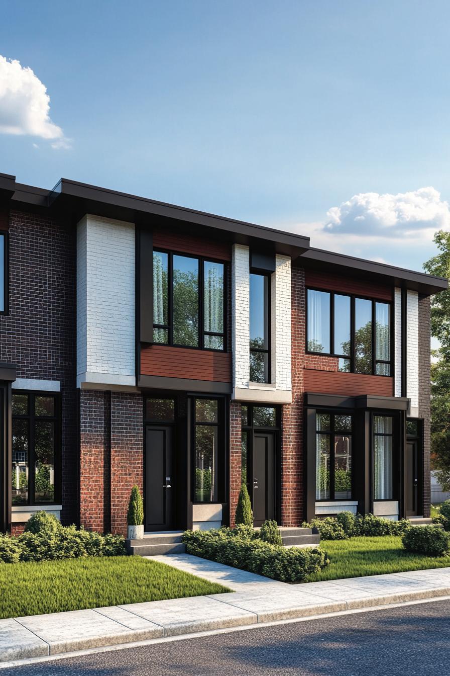 Townhouse with mixed brick facade and large windows