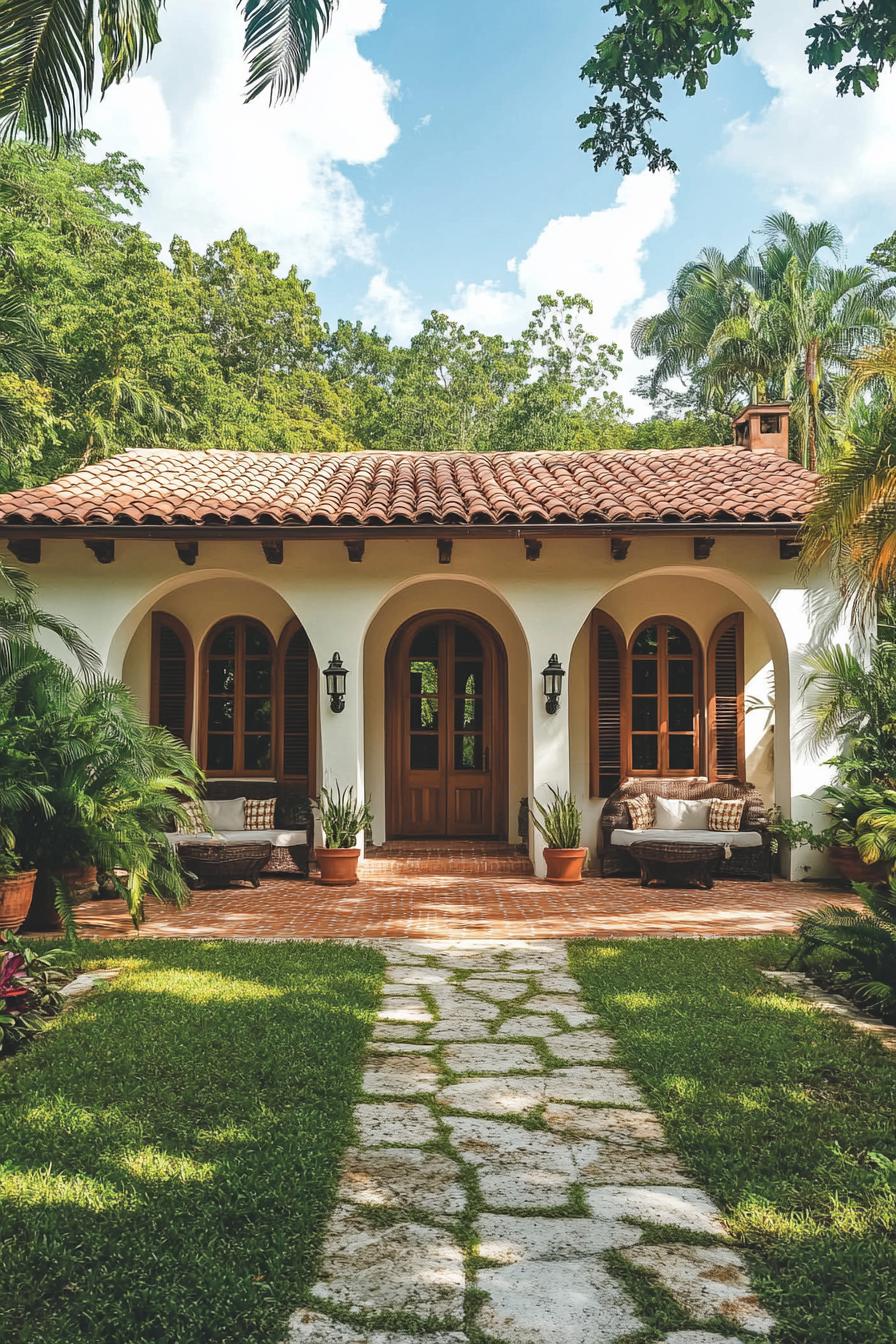 Tuscan villa with terracotta roof and archways