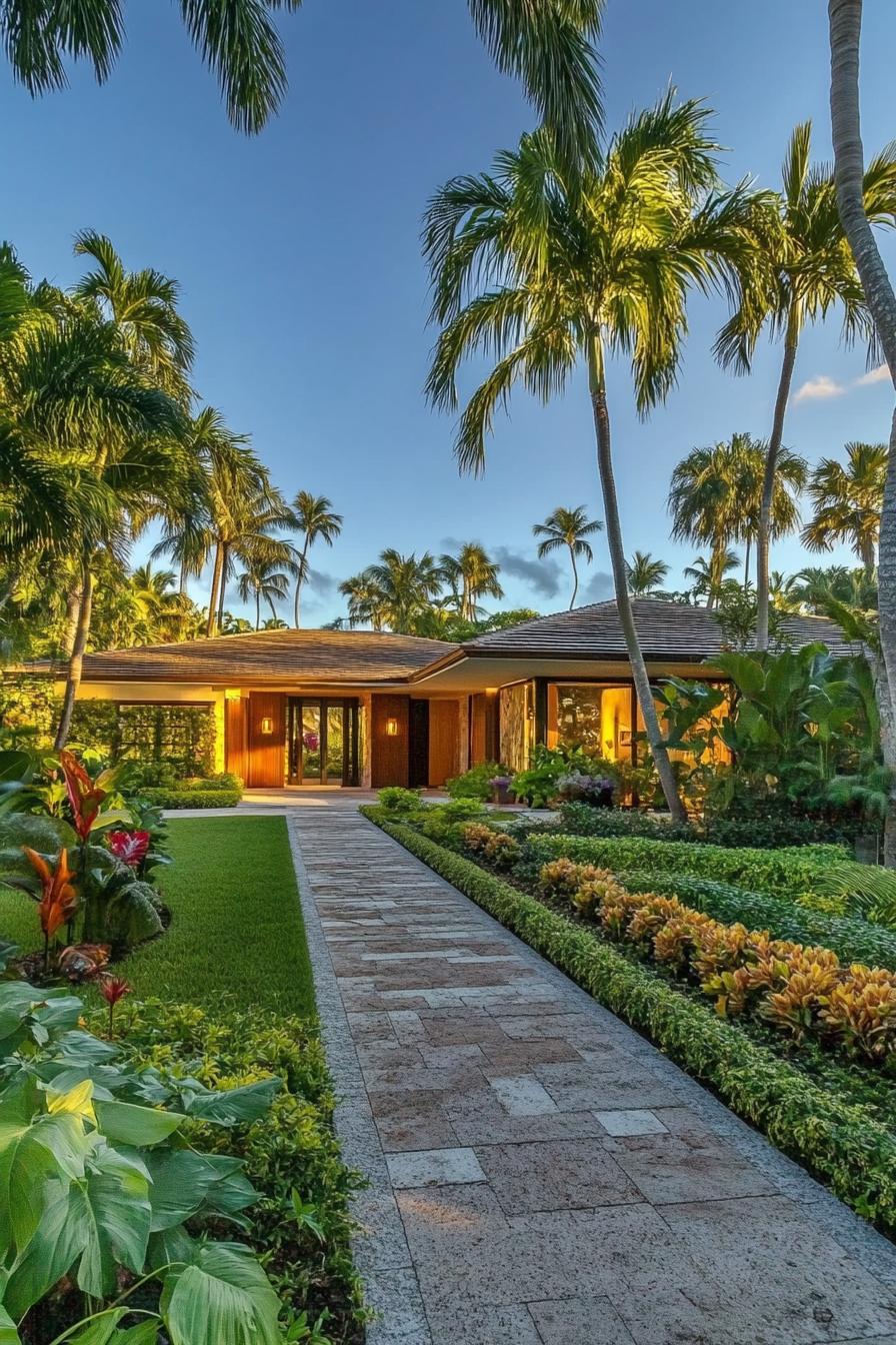 Contemporary villa amidst lush palm trees