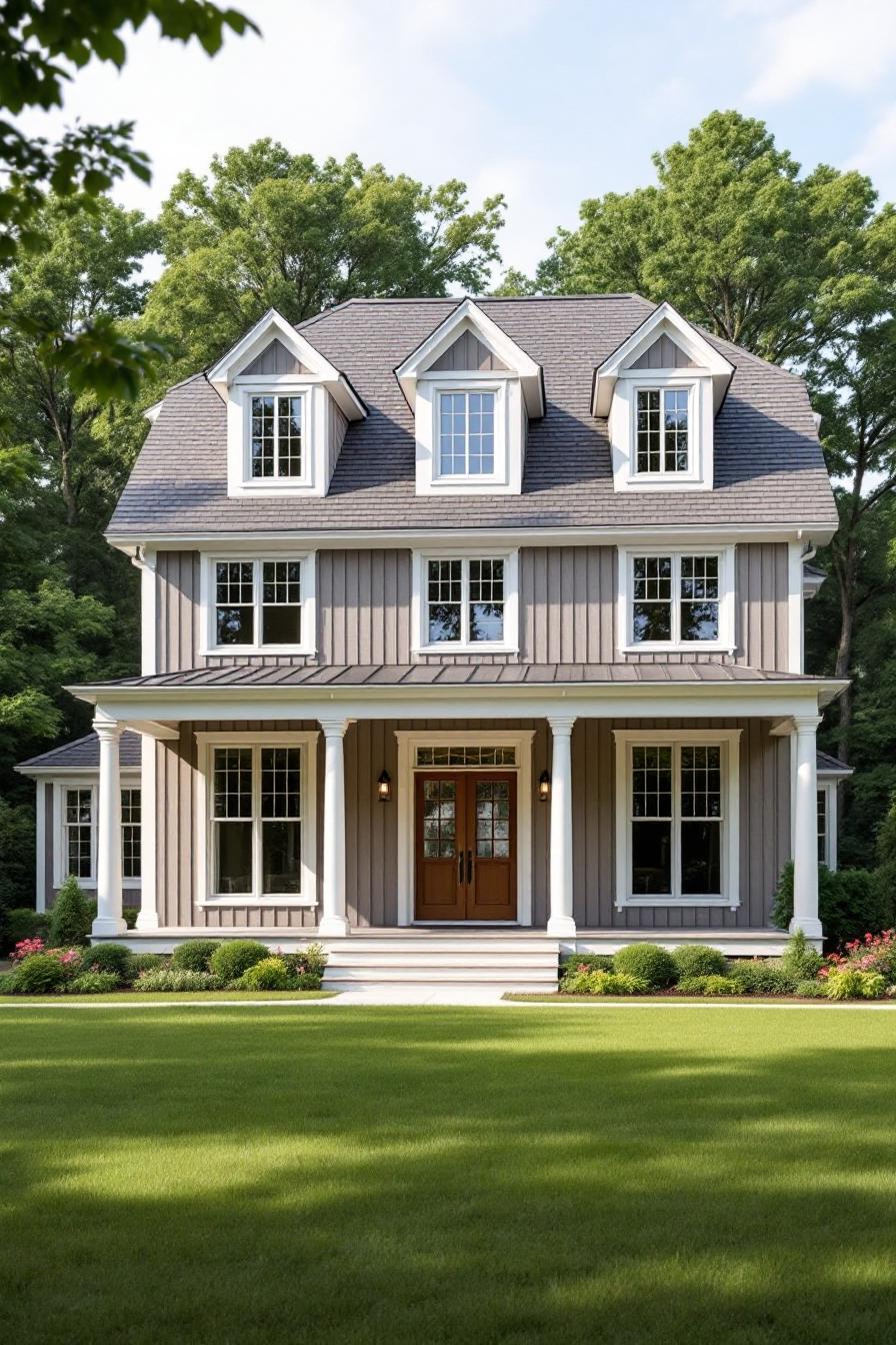 A beautiful house with gabled roof and porch