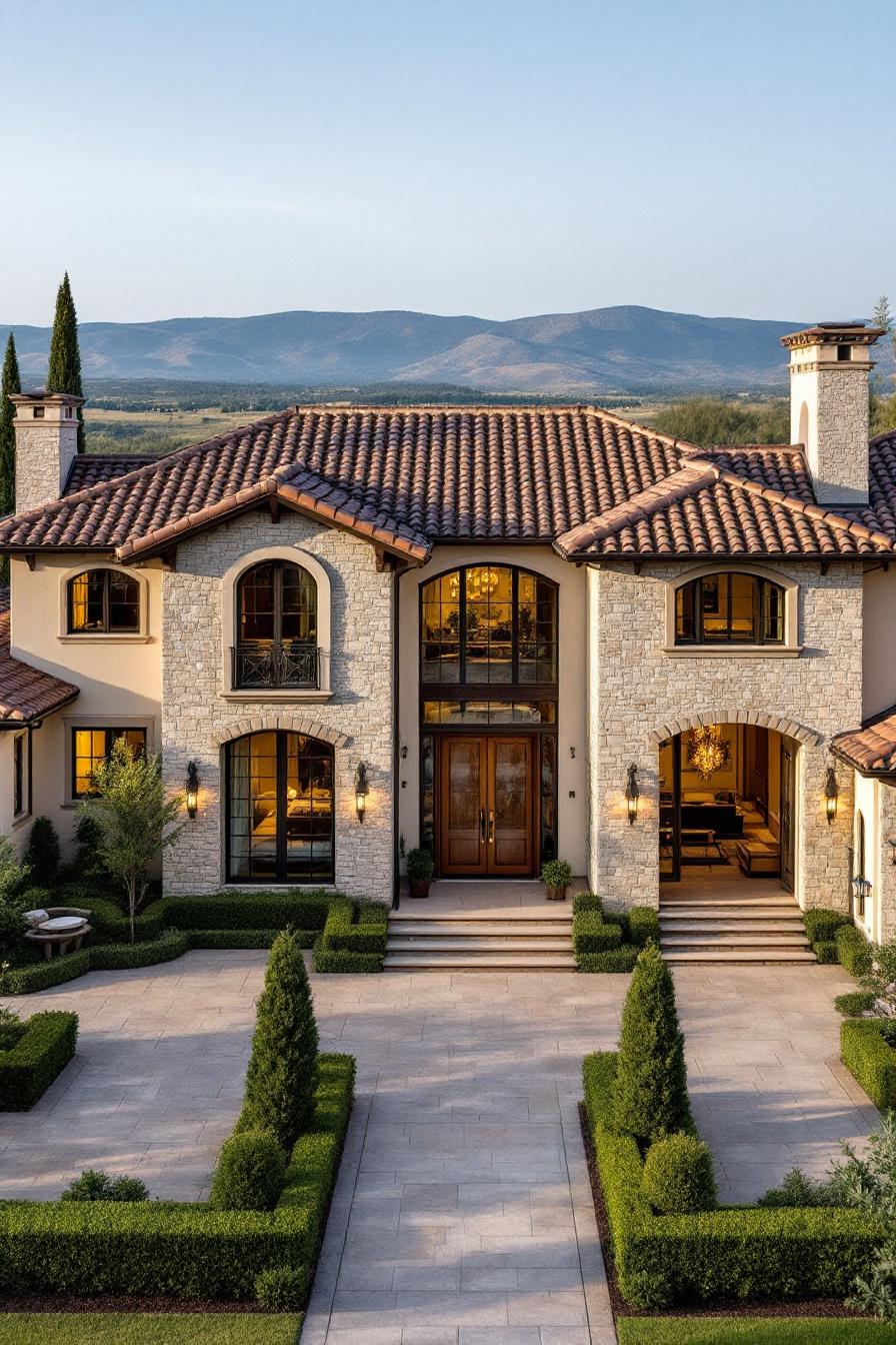 Elegant Tuscan house with stone and terracotta features