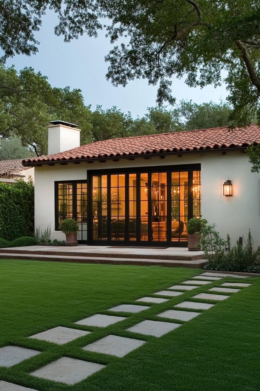 Charming bungalow with roof tiles and lush garden