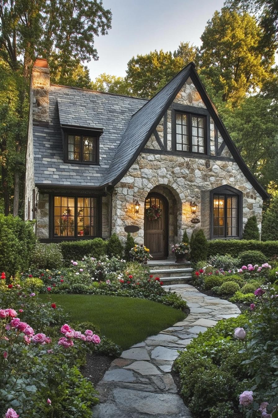 Lovely stone cottage nestled in a lush garden