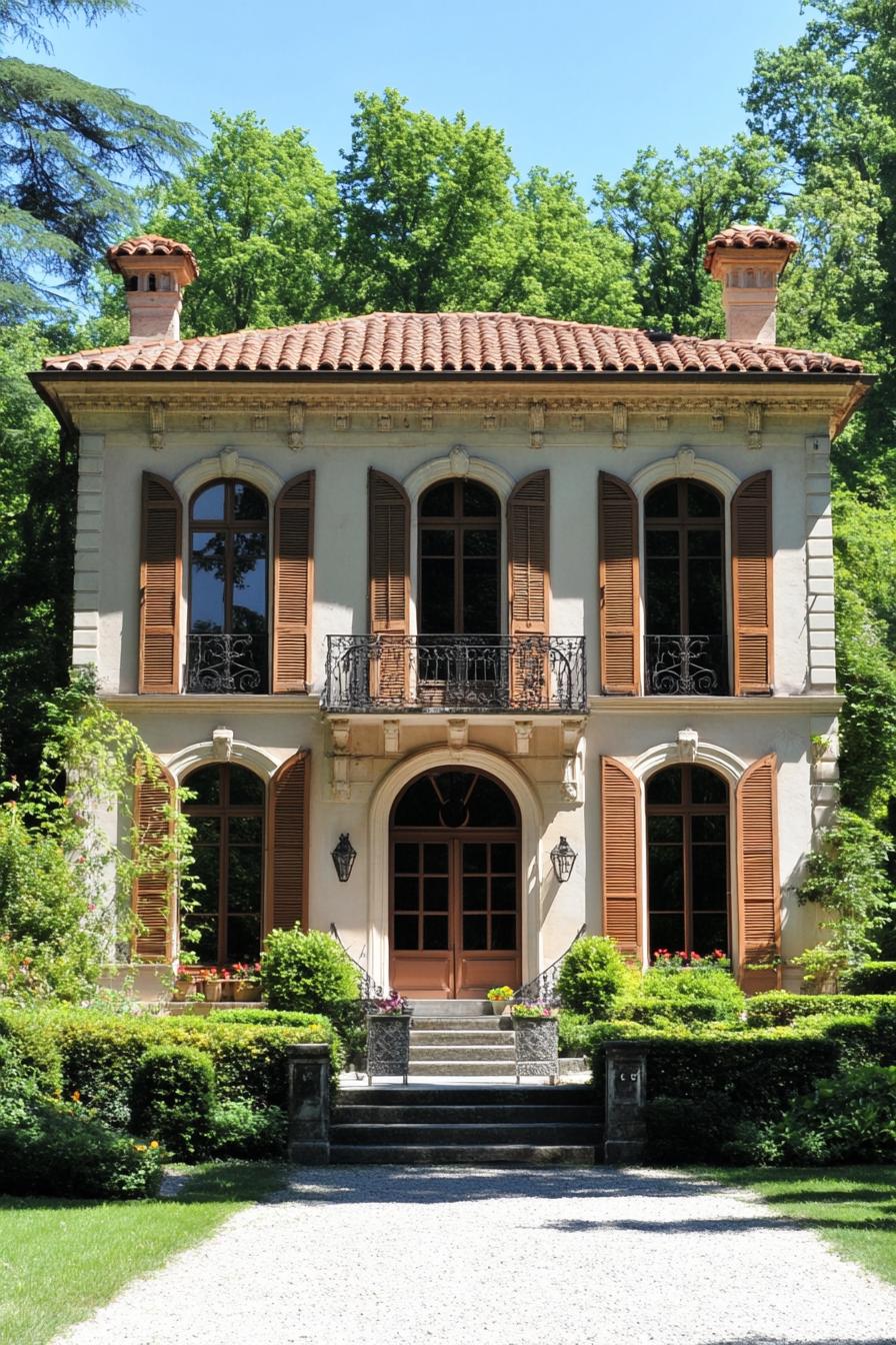 French villa surrounded by lush greenery