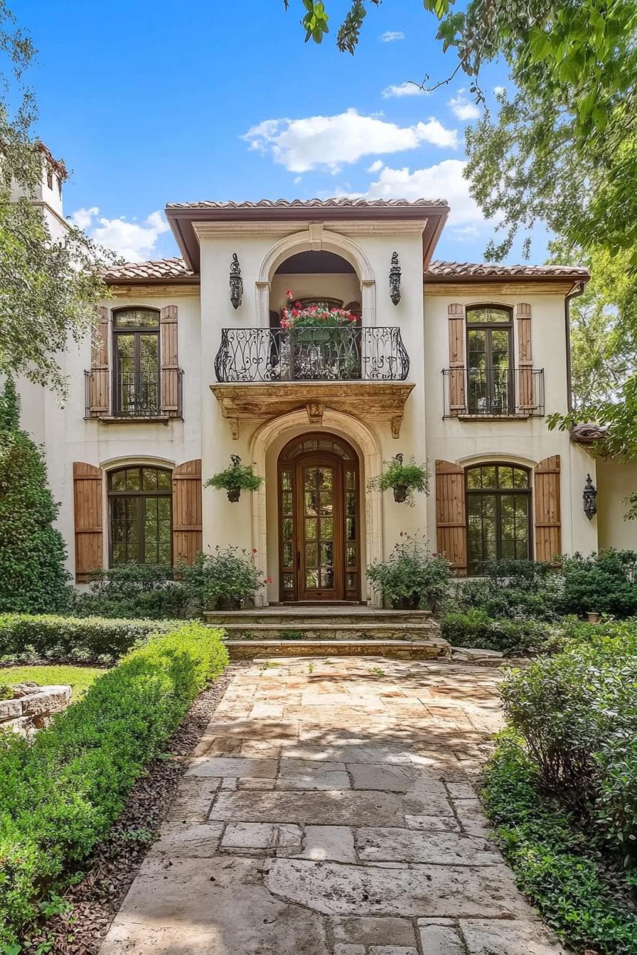 Elegant French-style home with stunning balcony