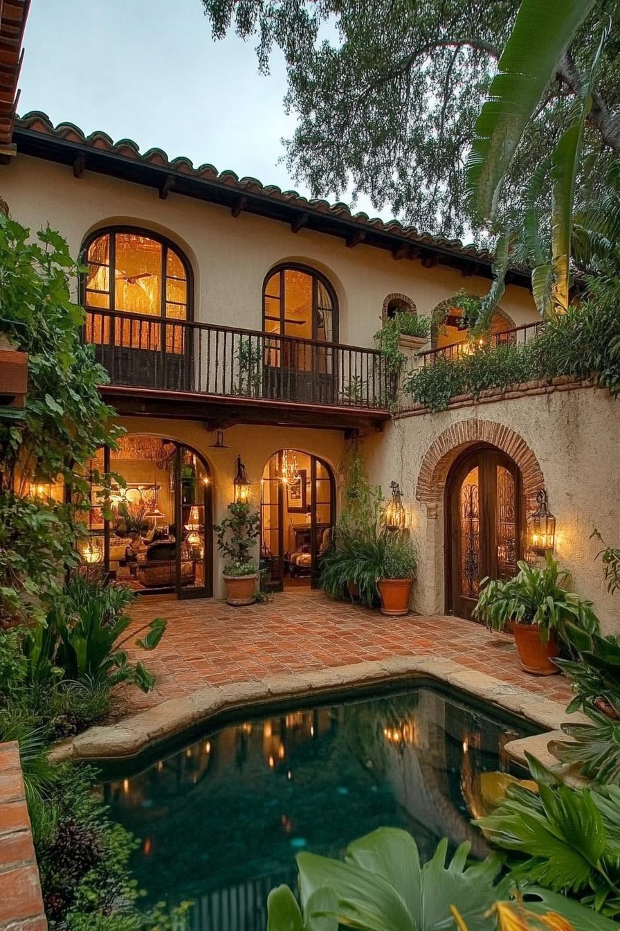 Cozy courtyard with a warm glow