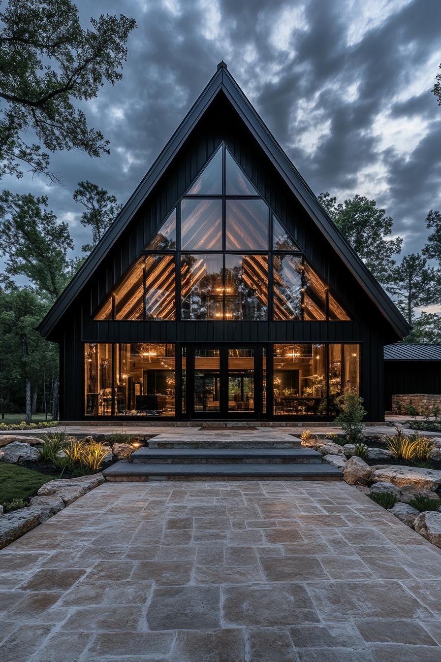 A-Frame house with large glass facade