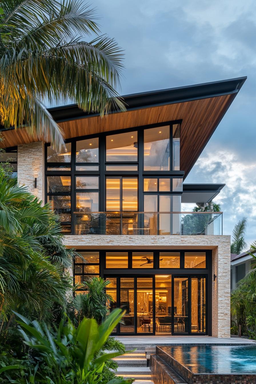 Contemporary tropical house with glass facade