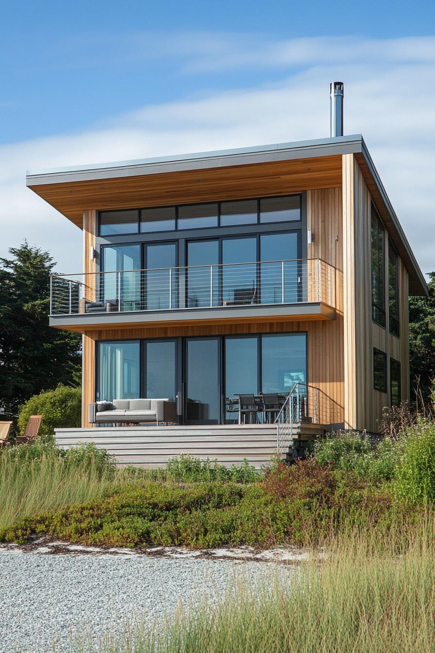 Contemporary beach house with glass facade