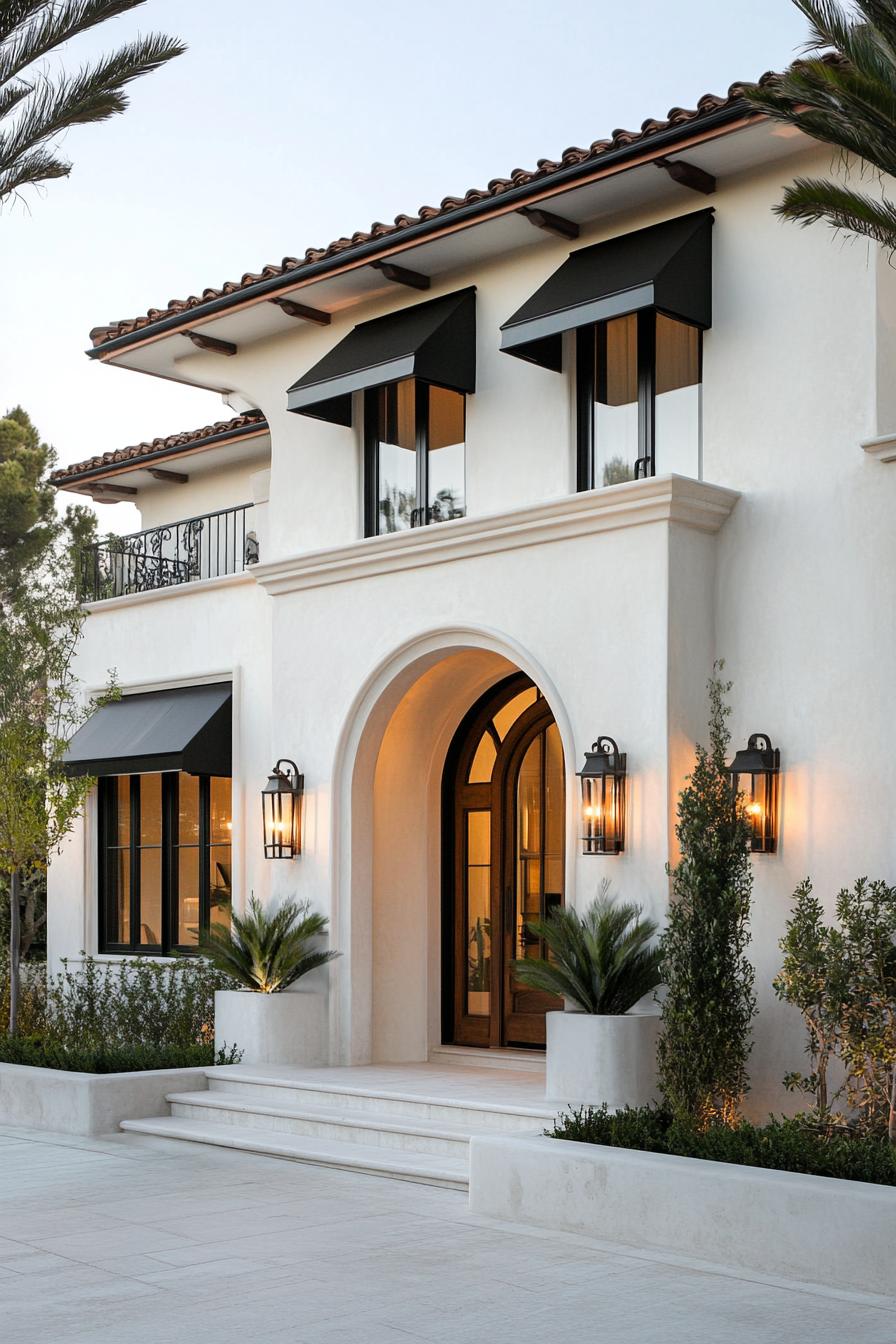 Elegant Mediterranean-style house with arched entry