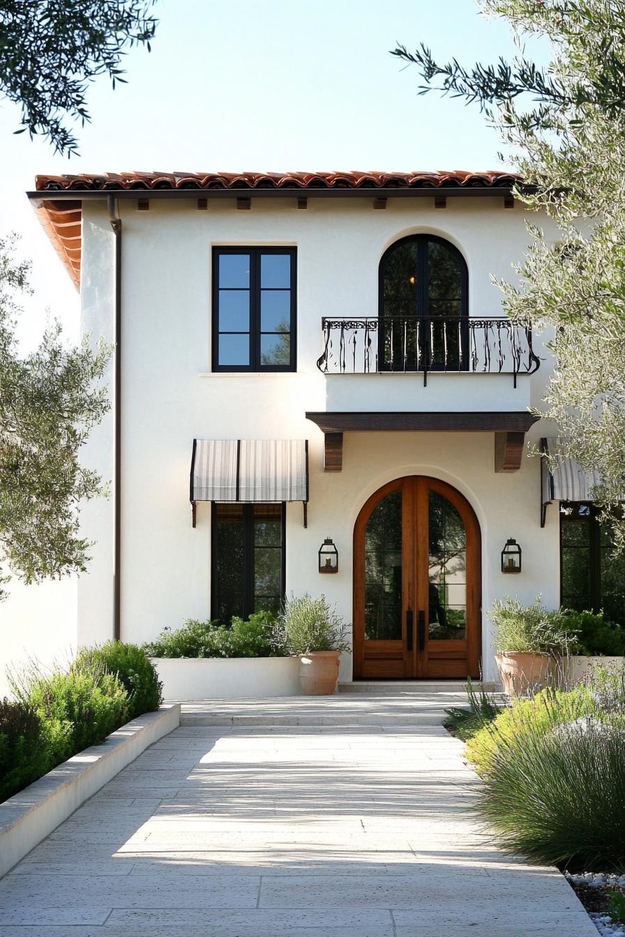 Elegant Mediterranean-style house with a charming pathway