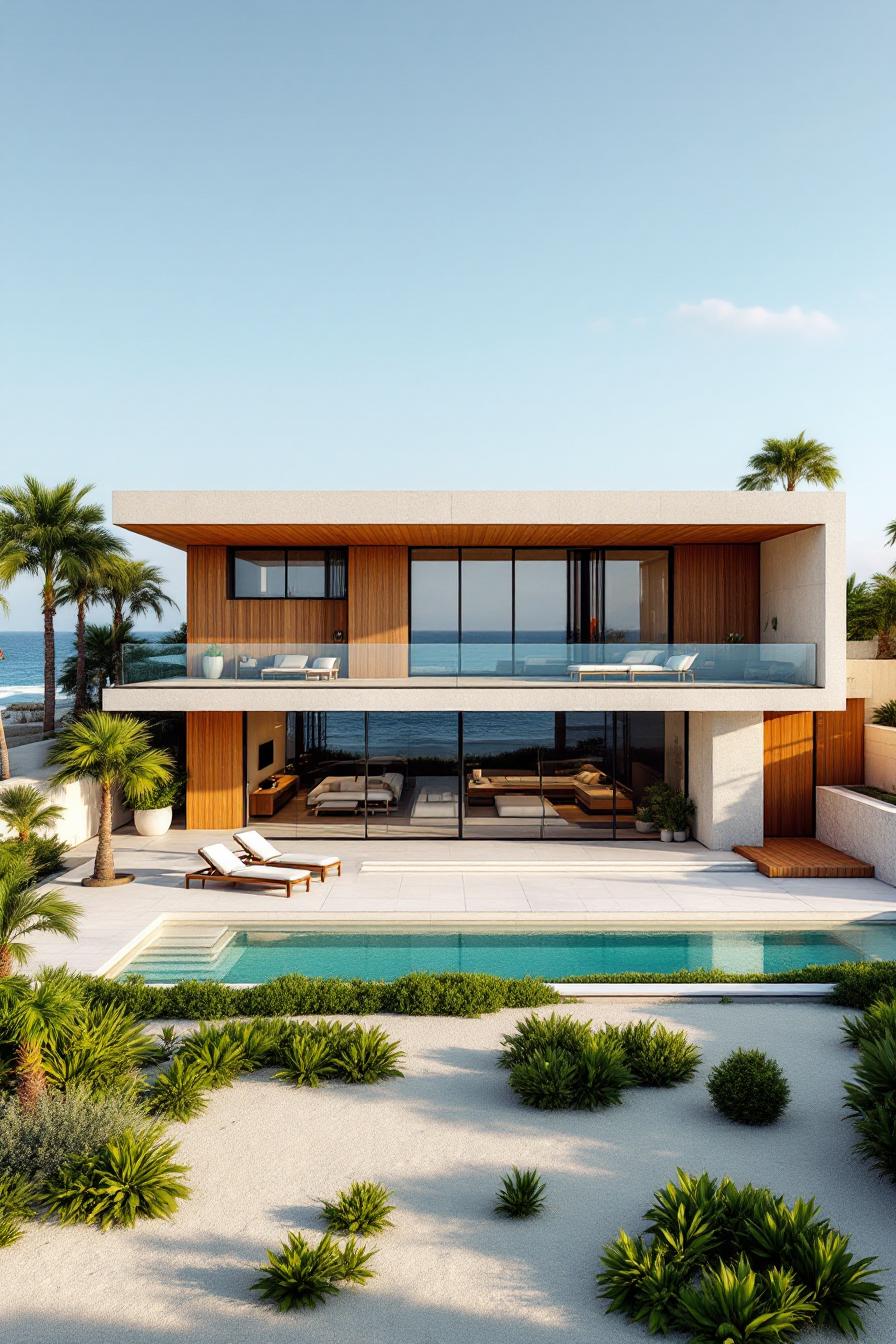 Modern beach house with pool and ocean view