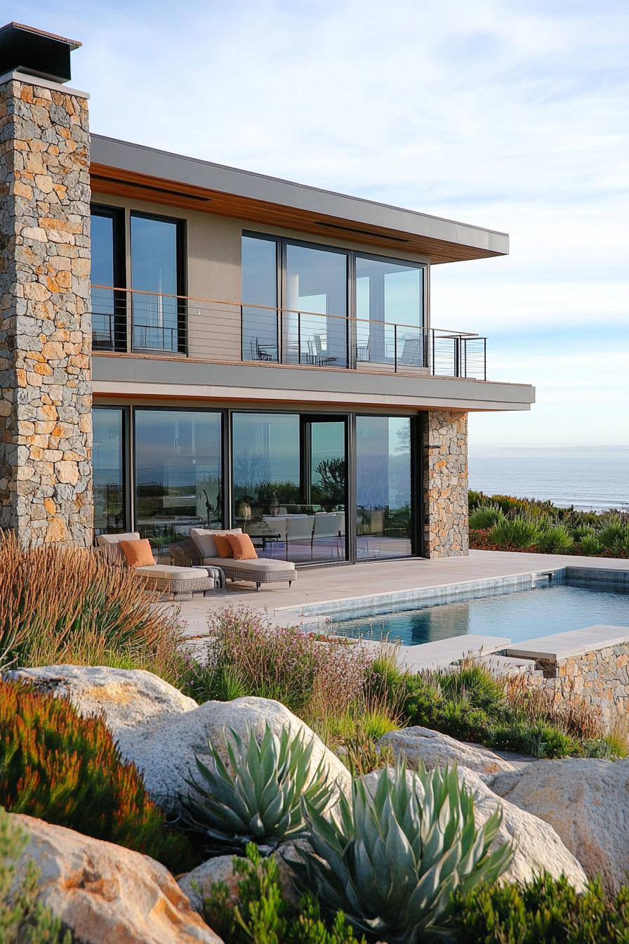 Luxury beach house with pool overlooking the ocean