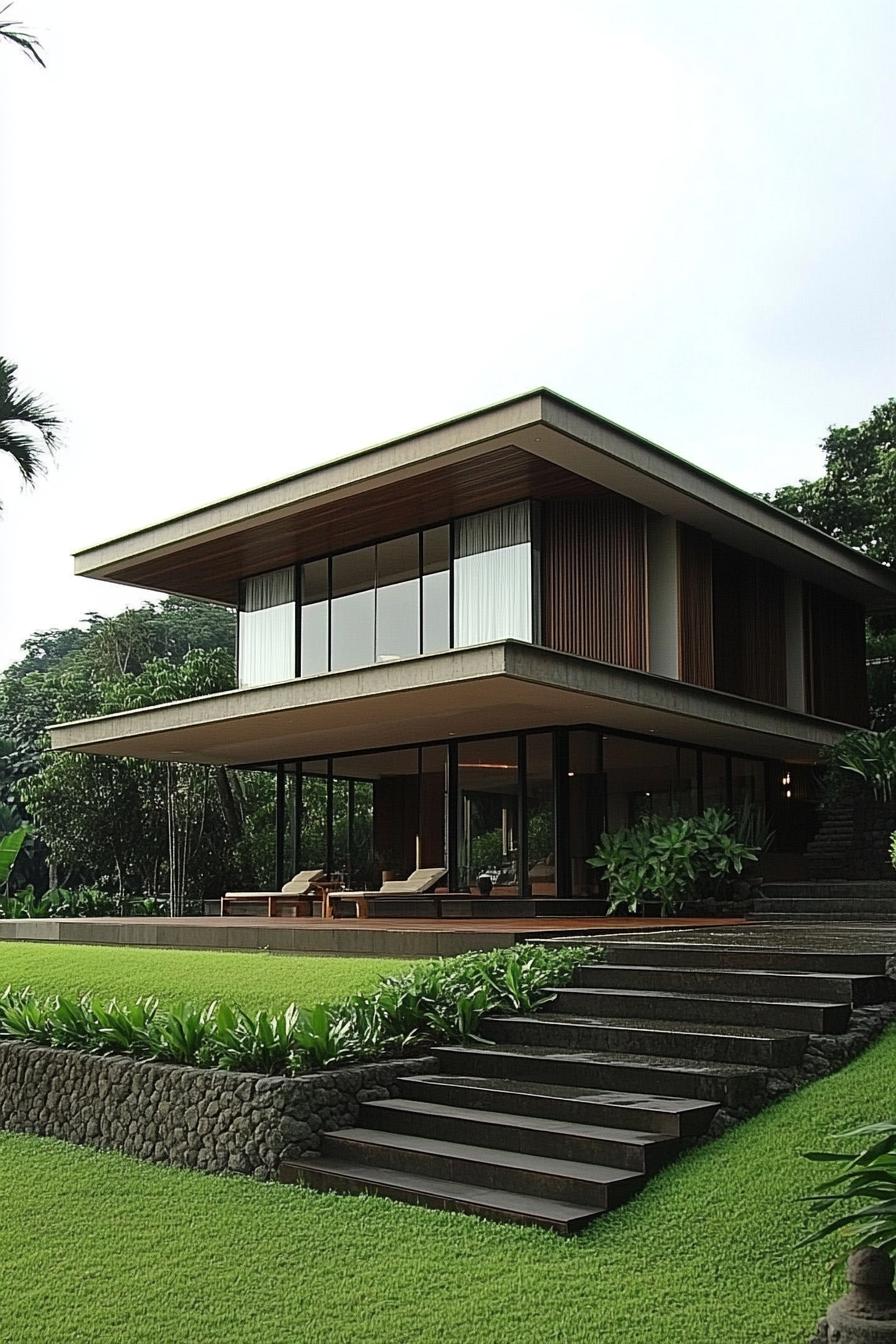 Contemporary Thai house with lush greenery