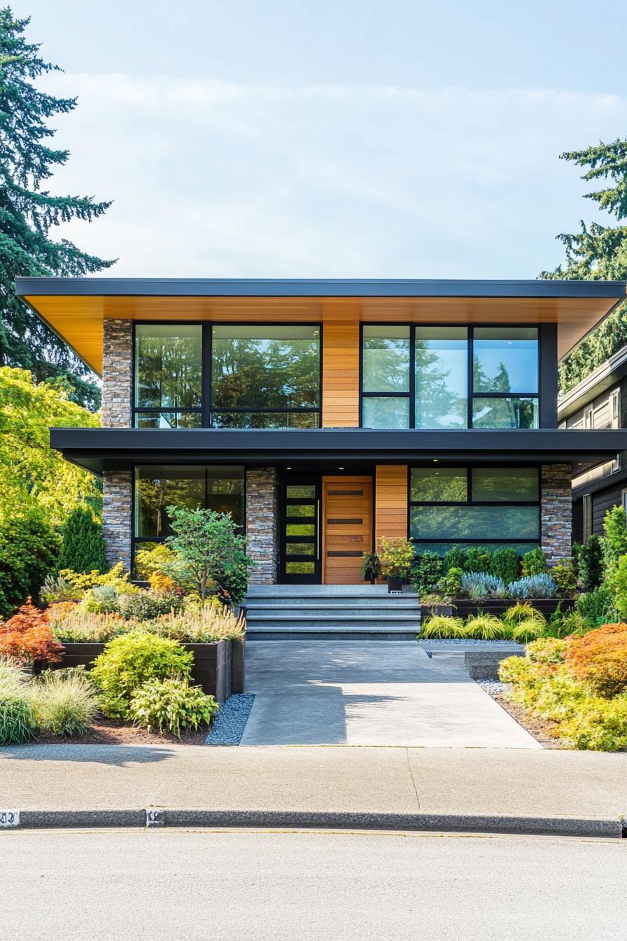 Modern house with stone and wood elements