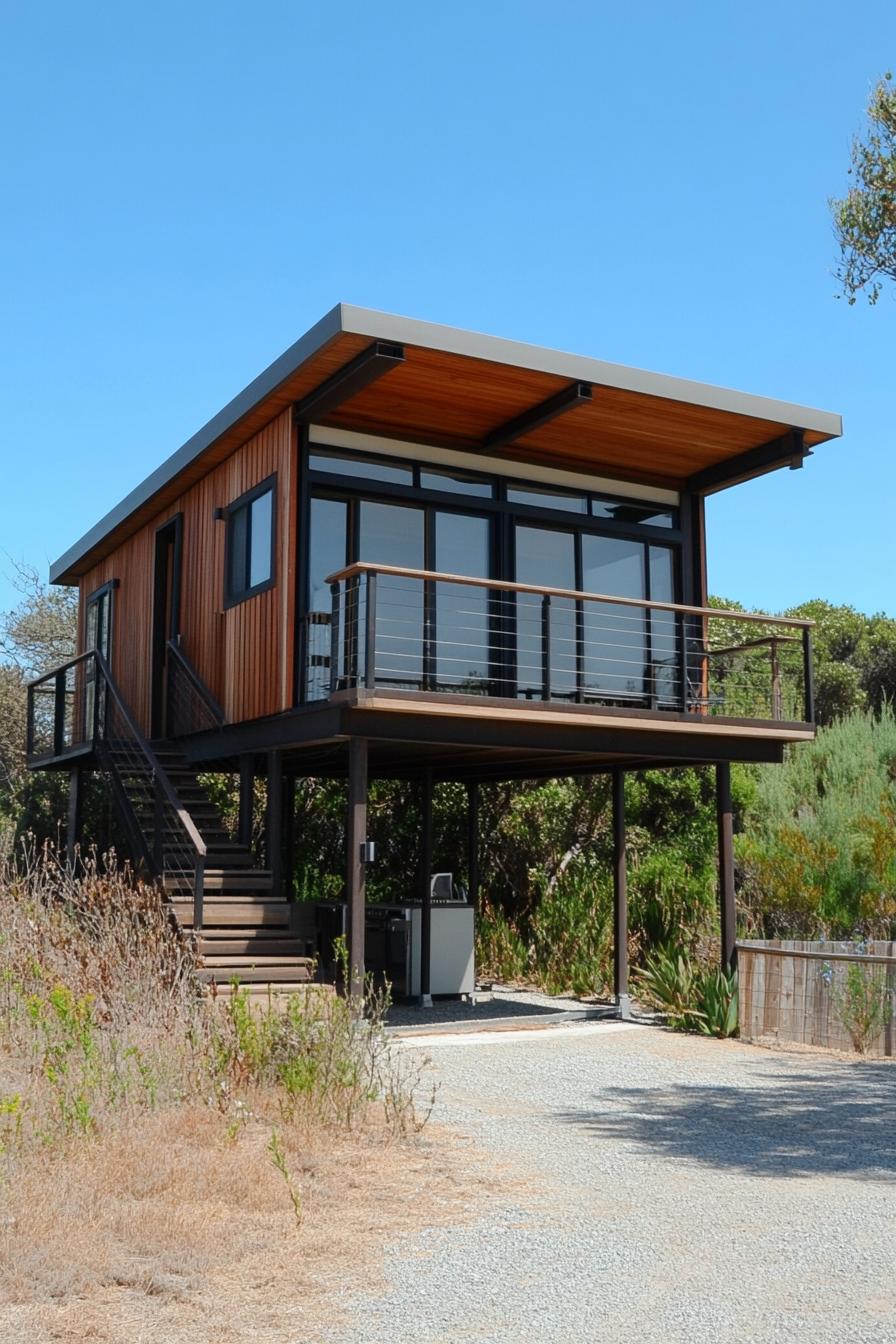 Stylish small beach house with wooden exterior