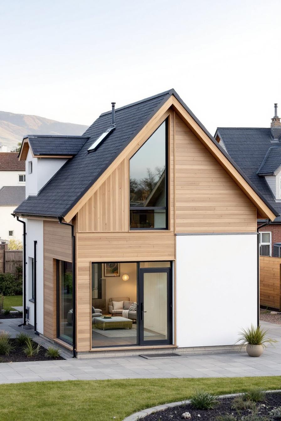 Modern A-Frame Village House with Large Windows