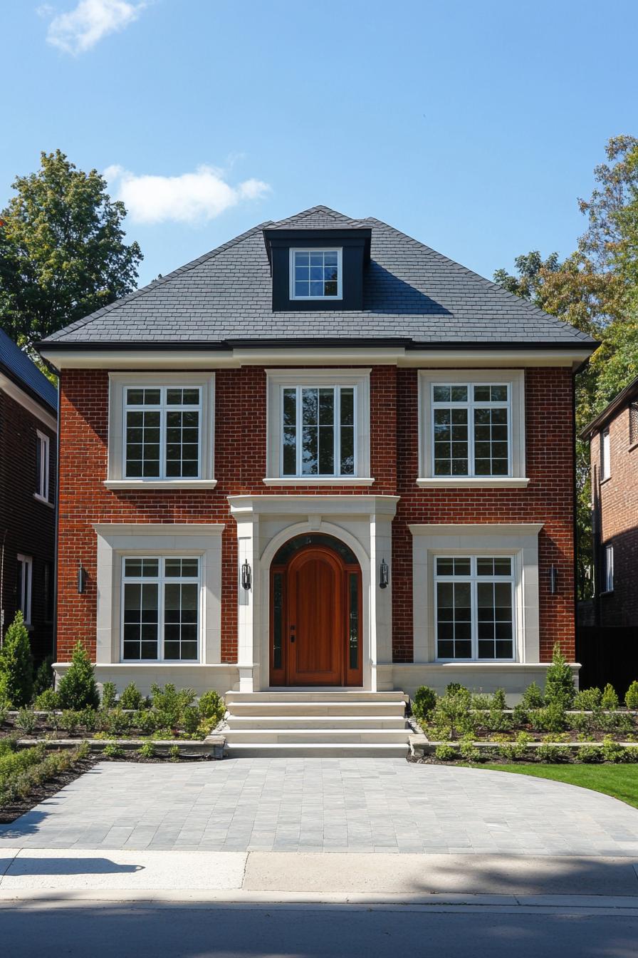 Red brick Georgian house with a grand entrance