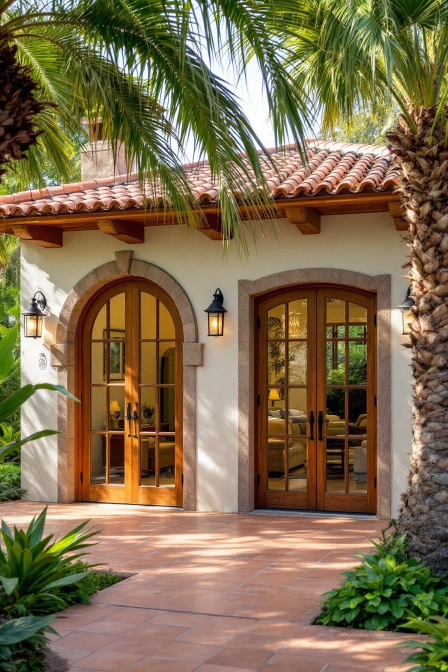 Charming Spanish bungalow with arched wooden doors