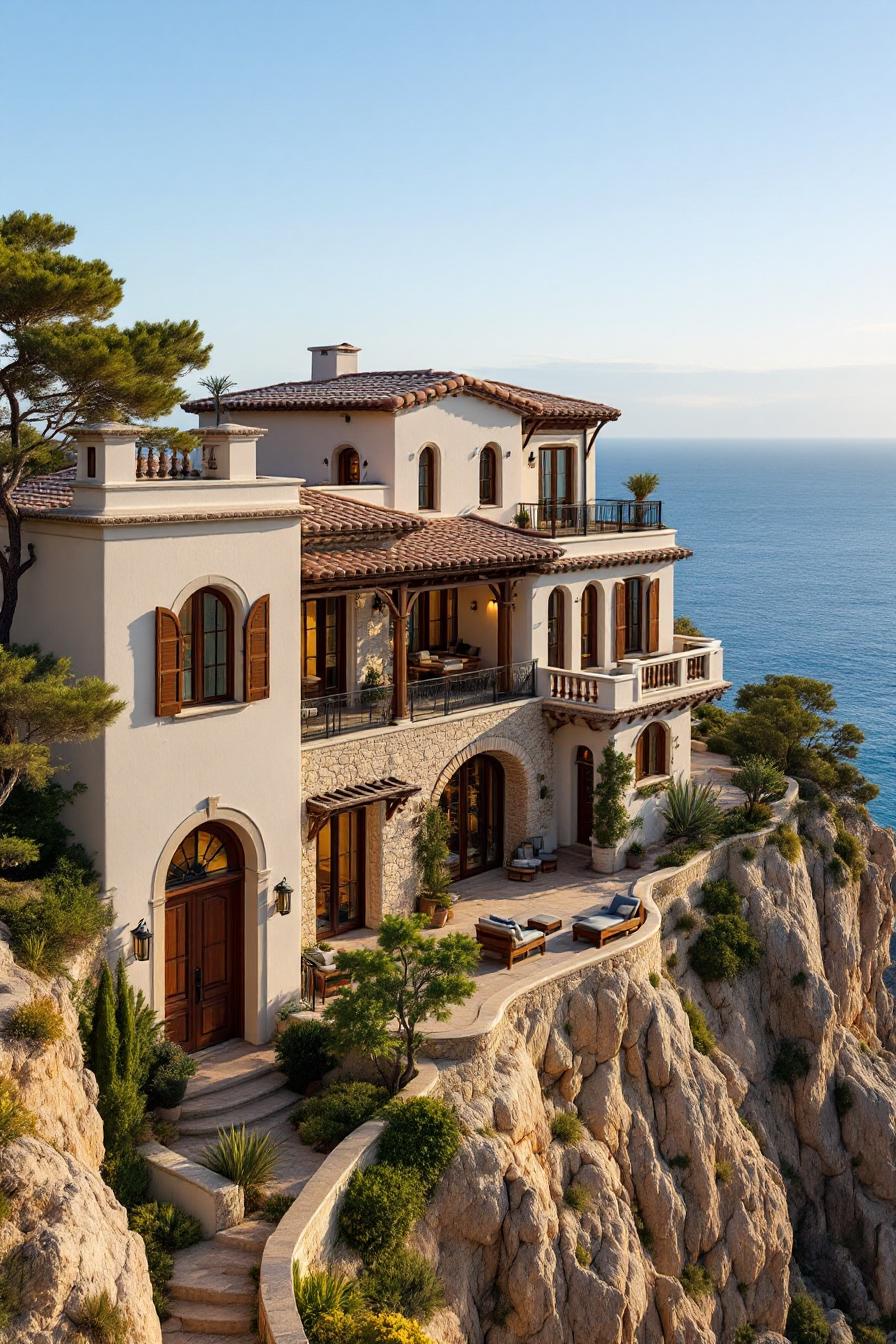 Mediterranean villa perched on a cliffside