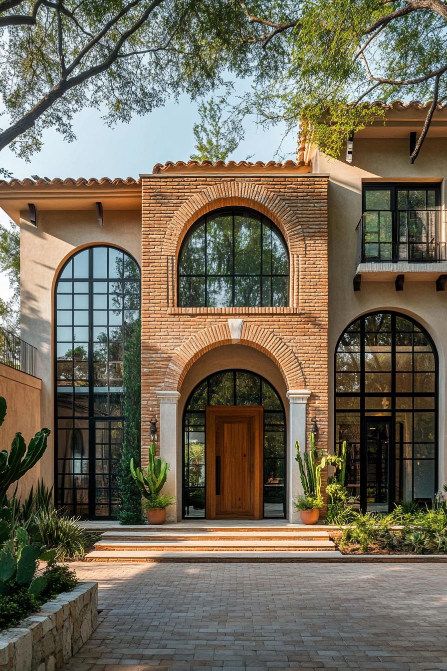 Stunning Mexican house with arched windows and brick facade