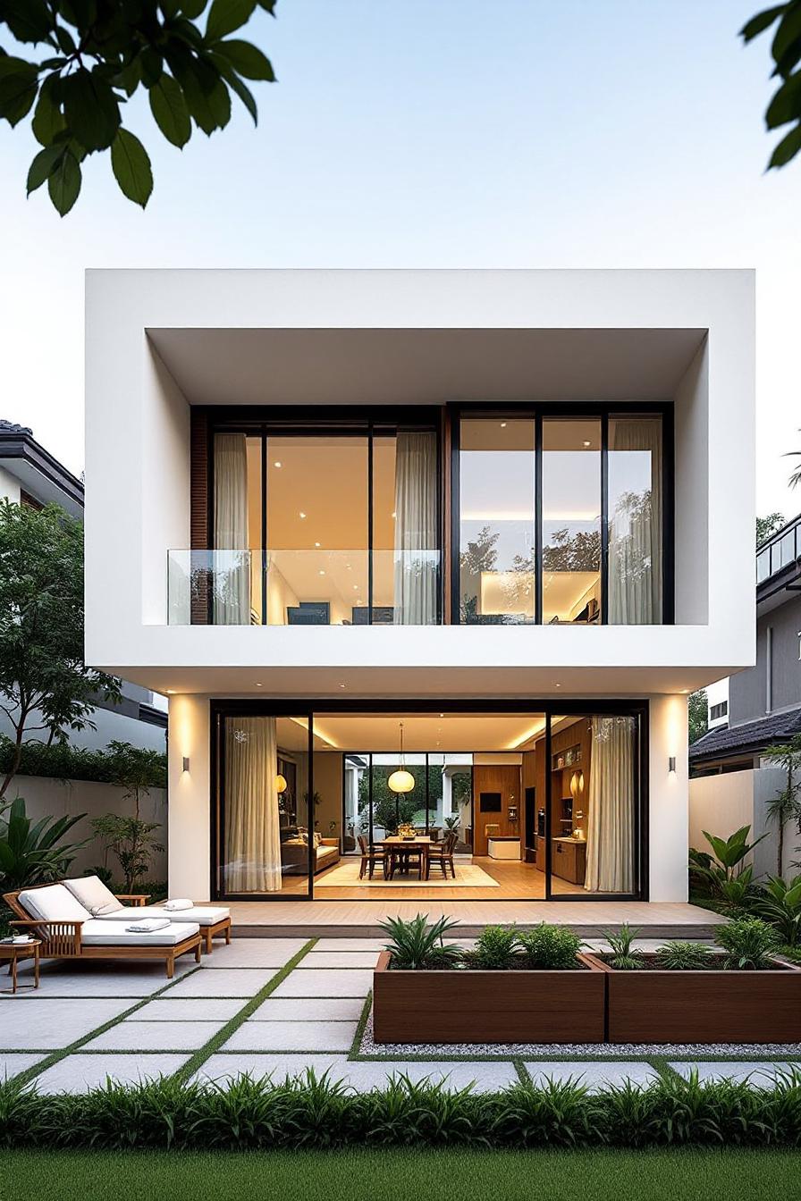 Modern Thai house with a boxy design