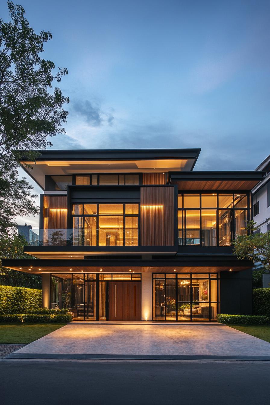 Modern Thai house with sleek design and large windows