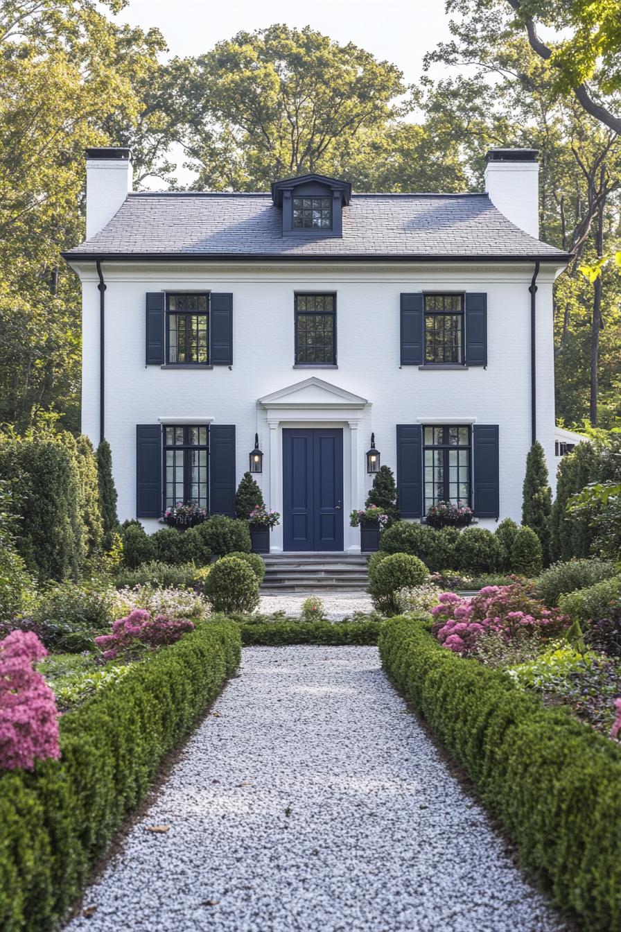 Elegant Georgian home with blue shutters