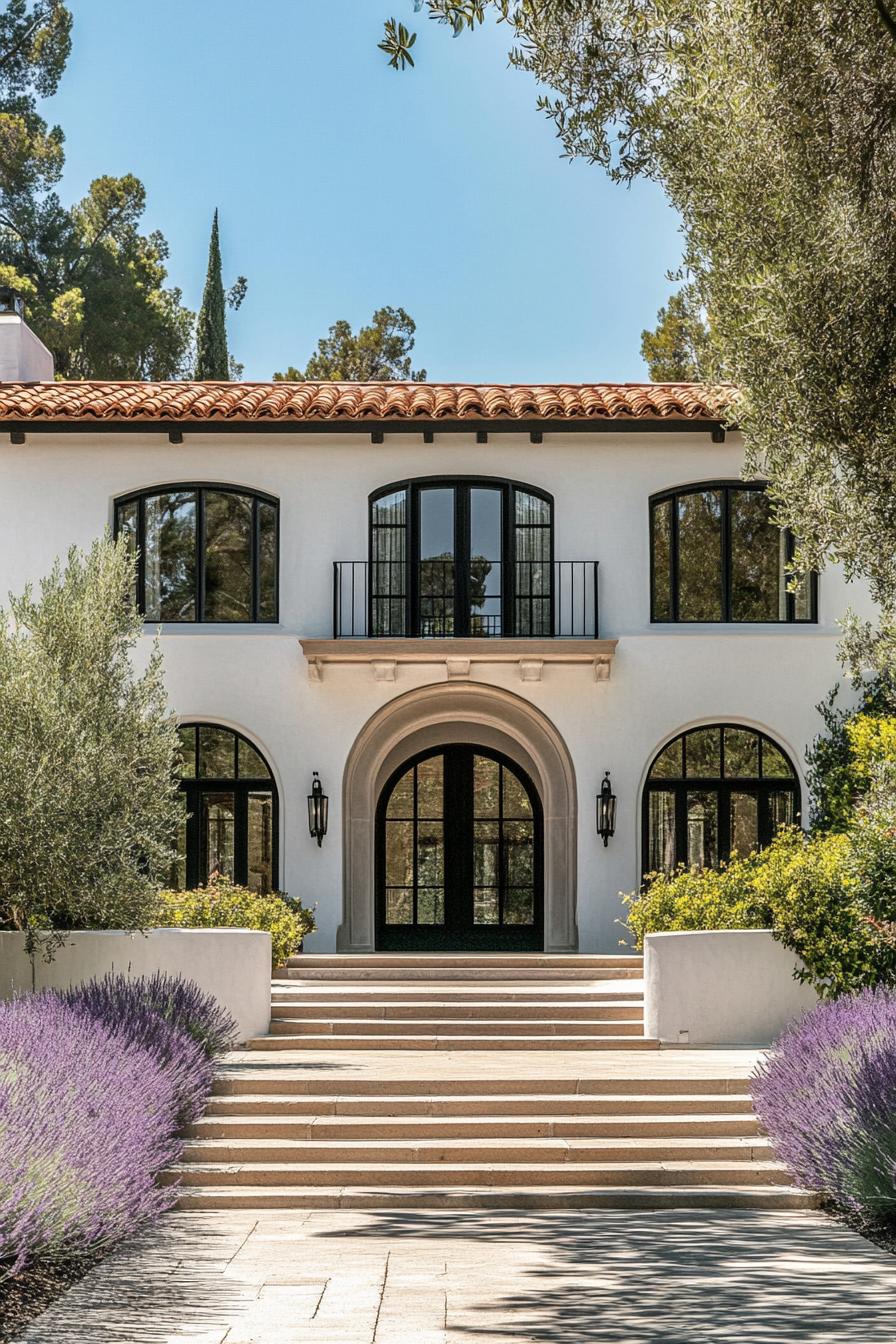 Mediterranean house with terracotta roof and lush garden