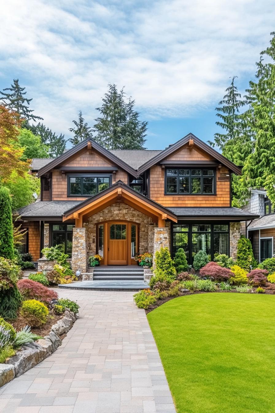 Charming craftsman house with lush landscaping