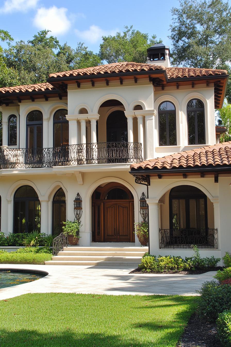 Elegant Mediterranean villa with arches and terracotta roof